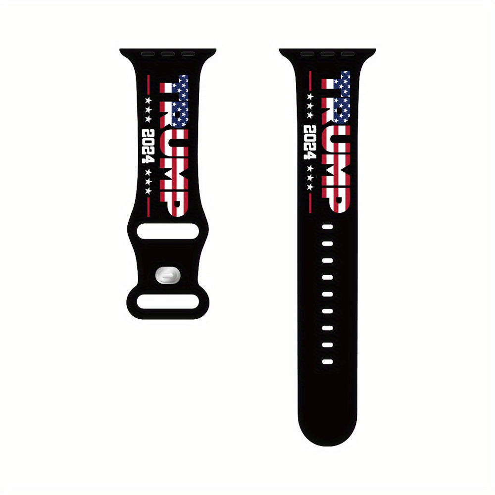 Trump Series Watch Strap, Suitable for Iwatch Series, American Flag Silicone Smart Watch Replacement Wristband, Suitable for Both Men And Women