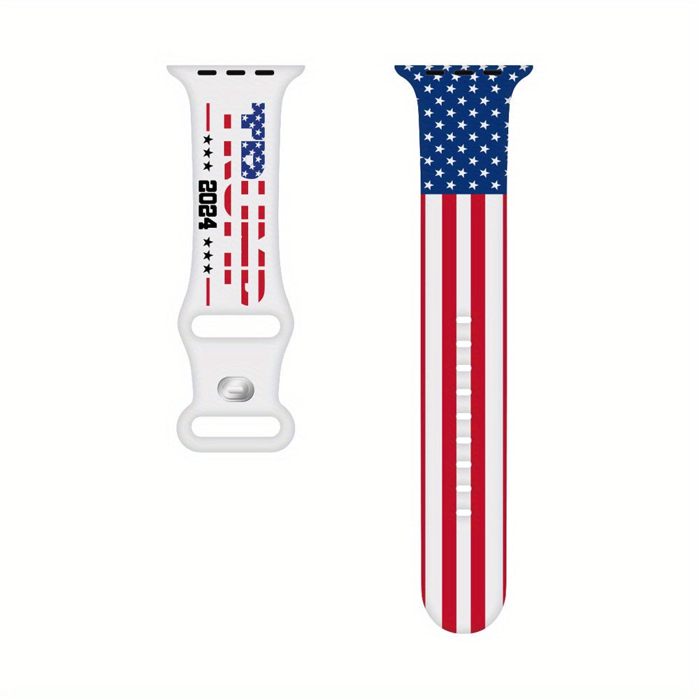 Trump Series Watch Strap, Suitable for Iwatch Series, American Flag Silicone Smart Watch Replacement Wristband, Suitable for Both Men And Women