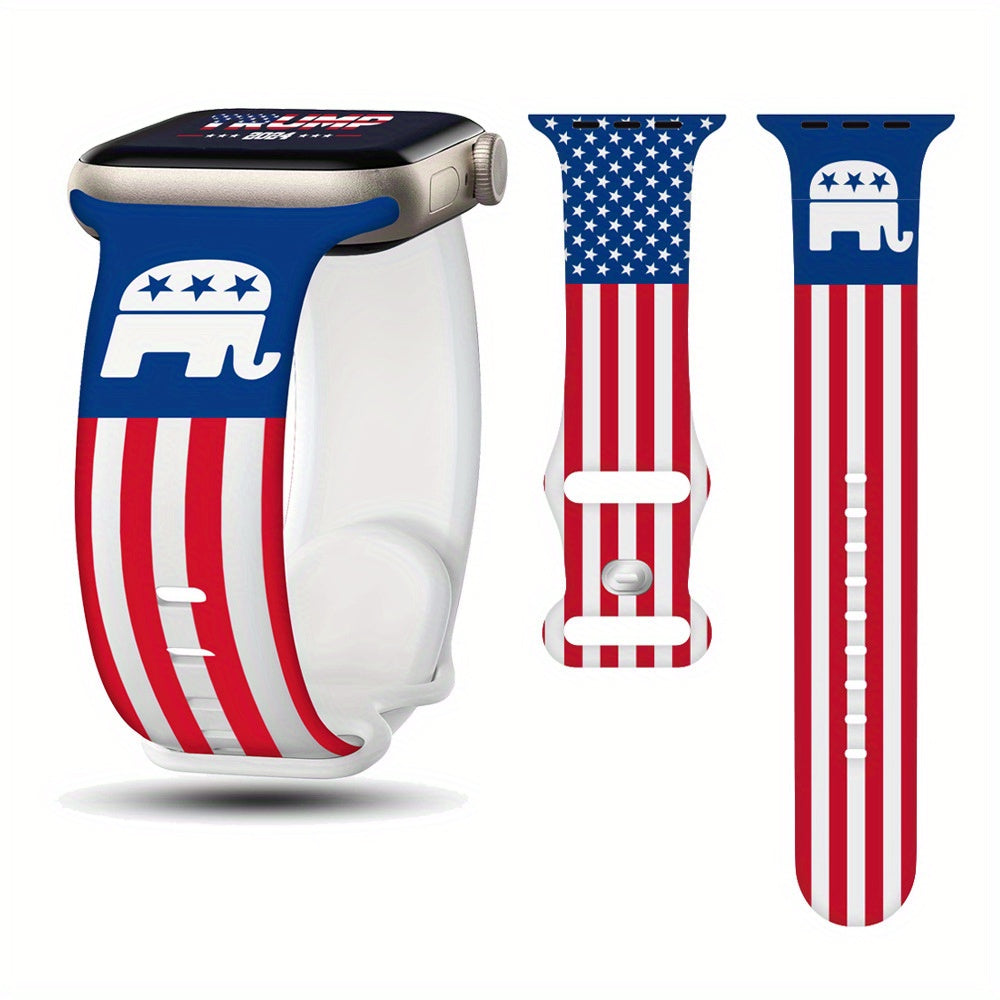 Trump Series Watch Strap, Suitable for Iwatch Series, American Flag Silicone Smart Watch Replacement Wristband, Suitable for Both Men And Women