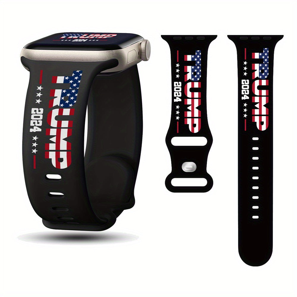 Trump Series Watch Strap, Suitable for Iwatch Series, American Flag Silicone Smart Watch Replacement Wristband, Suitable for Both Men And Women
