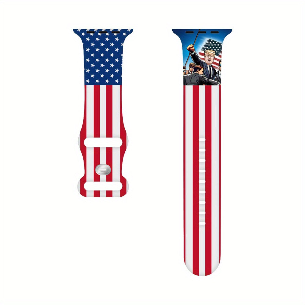 Trump Series Watch Strap, Suitable for Iwatch Series, American Flag Silicone Smart Watch Replacement Wristband, Suitable for Both Men And Women
