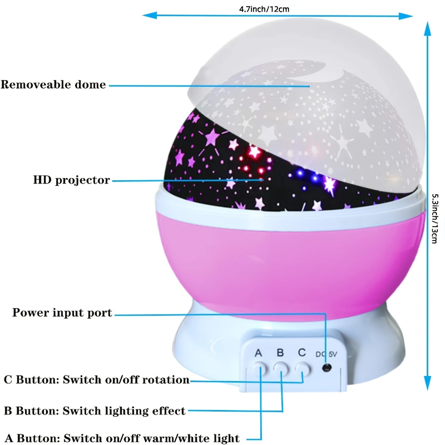 Children's Bedroom Star LED Night Light Projector Star Light Stockings Stuffed Girls Toys Suitable for 3-12 Years Old Boys Girls Gifts 3-12 Years Girls Boys Toys Birthday Christmas Gift Blue.