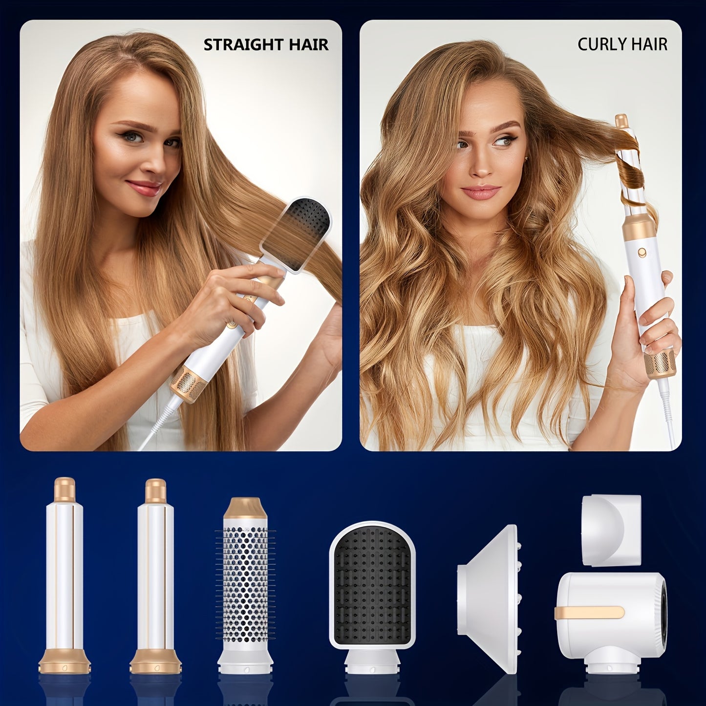 Ionic 7-in-1 Hair Dryer Brush | High-Speed Styling, Diffuser, Wand Set | 110V US Plug
