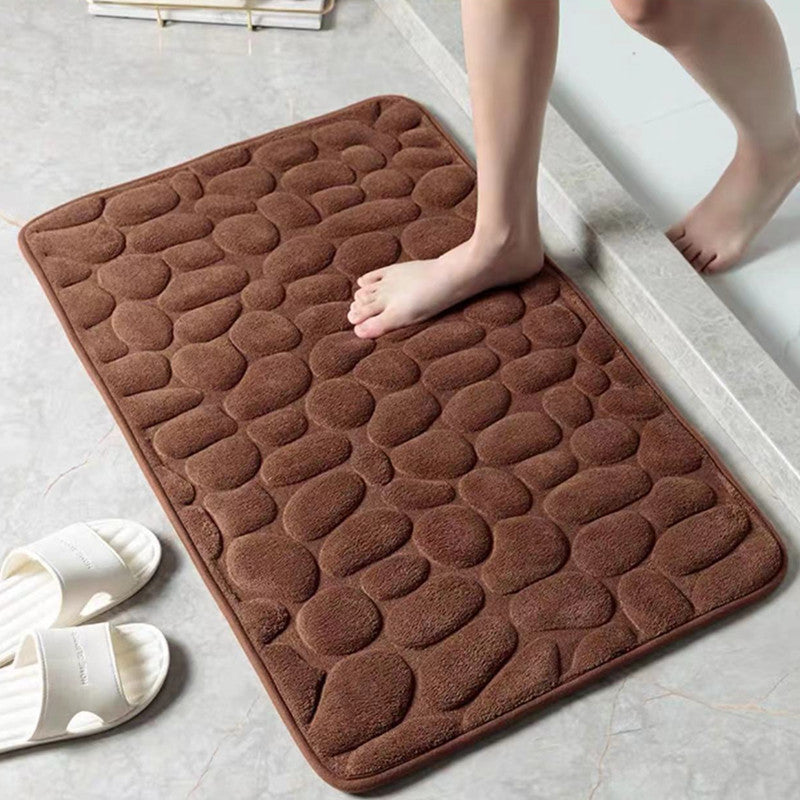 1pc Rapid Water Absorbent Soft Memory Foam Bath Rug with Cobblestone Embossment - Non-Slip, Washable, Perfect for Shower Room and Bathroom Accessories