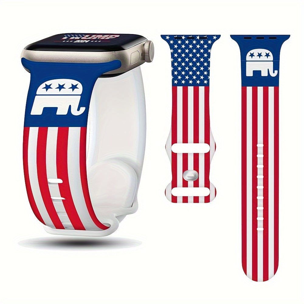 Trump Series Watch Strap, Suitable for Iwatch Series, American Flag Silicone Smart Watch Replacement Wristband, Suitable for Both Men And Women