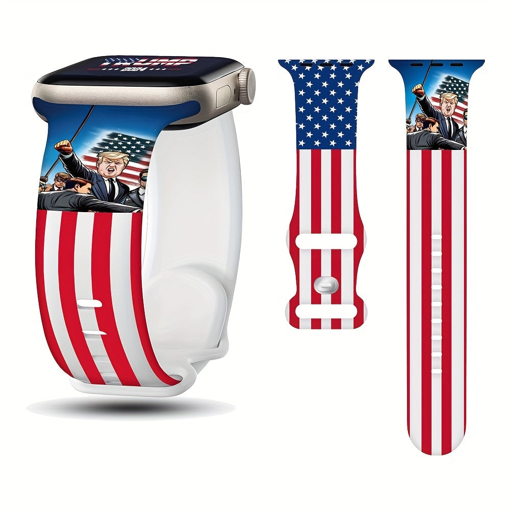 Trump Series Watch Strap, Suitable for Iwatch Series, American Flag Silicone Smart Watch Replacement Wristband, Suitable for Both Men And Women