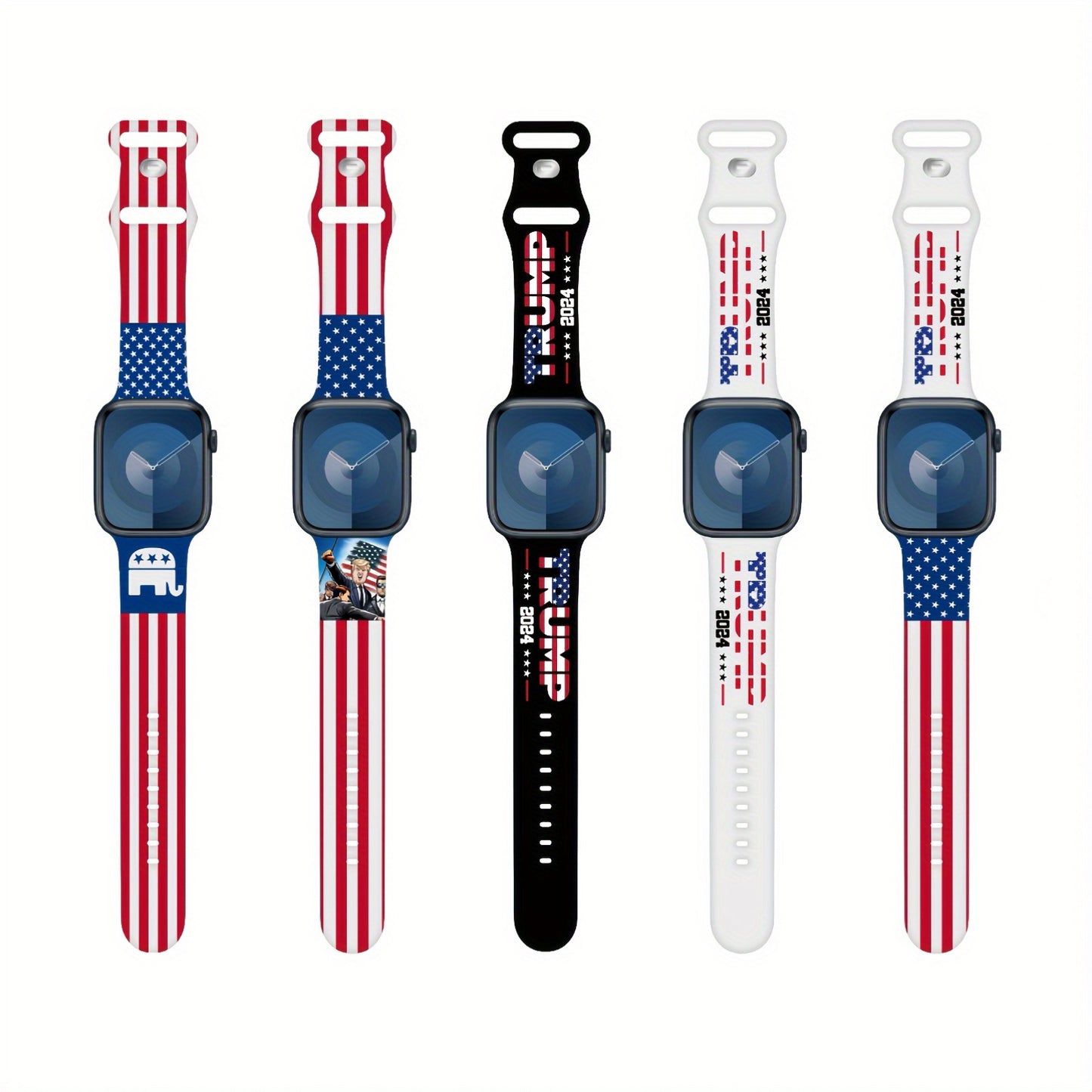 Trump Series Watch Strap, Suitable for Iwatch Series, American Flag Silicone Smart Watch Replacement Wristband, Suitable for Both Men And Women