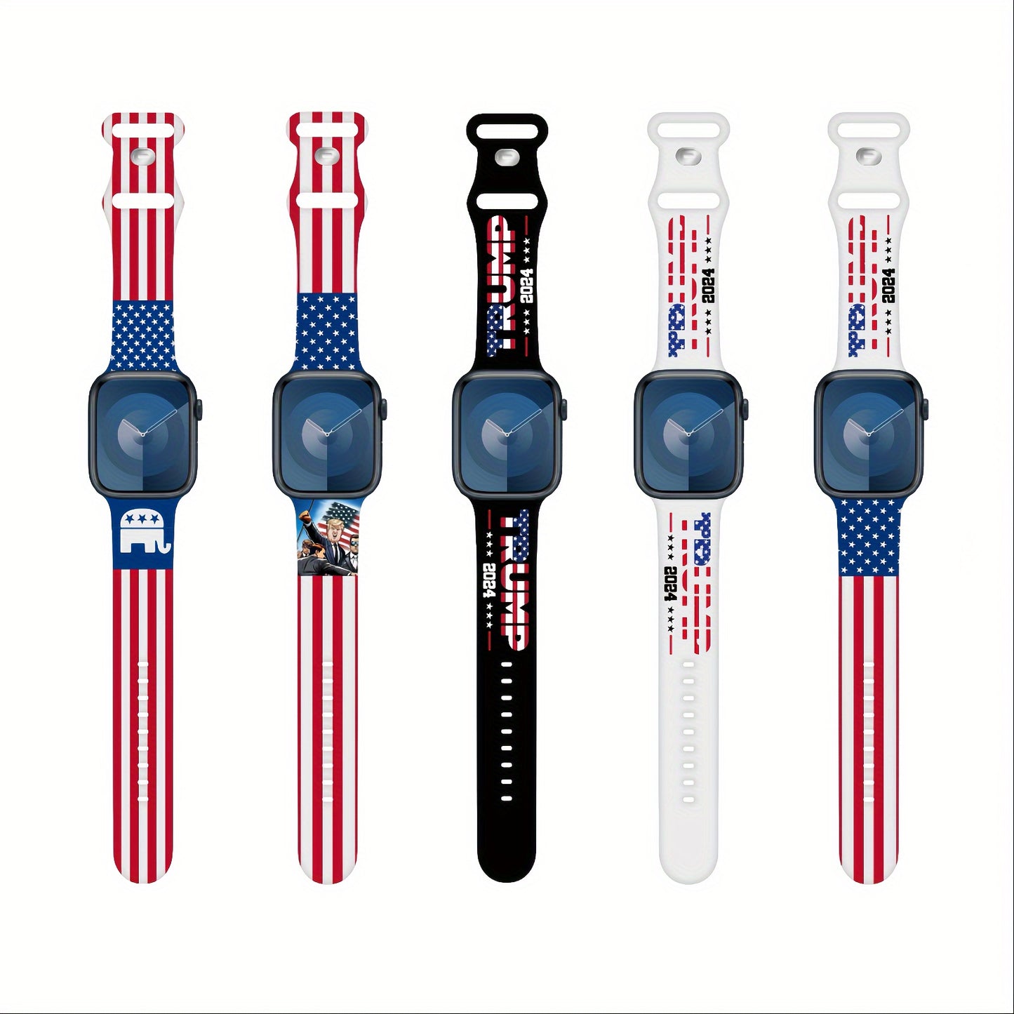 Trump Series Watch Strap, Suitable for Iwatch Series, American Flag Silicone Smart Watch Replacement Wristband, Suitable for Both Men And Women