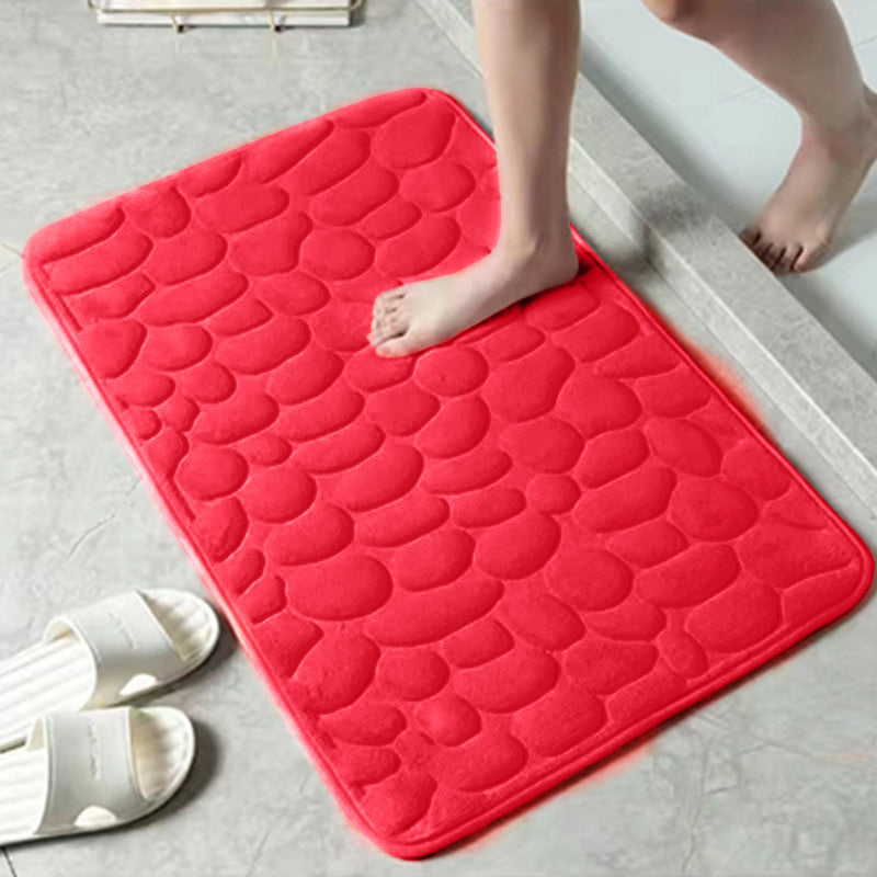 1pc Rapid Water Absorbent Soft Memory Foam Bath Rug with Cobblestone Embossment - Non-Slip, Washable, Perfect for Shower Room and Bathroom Accessories