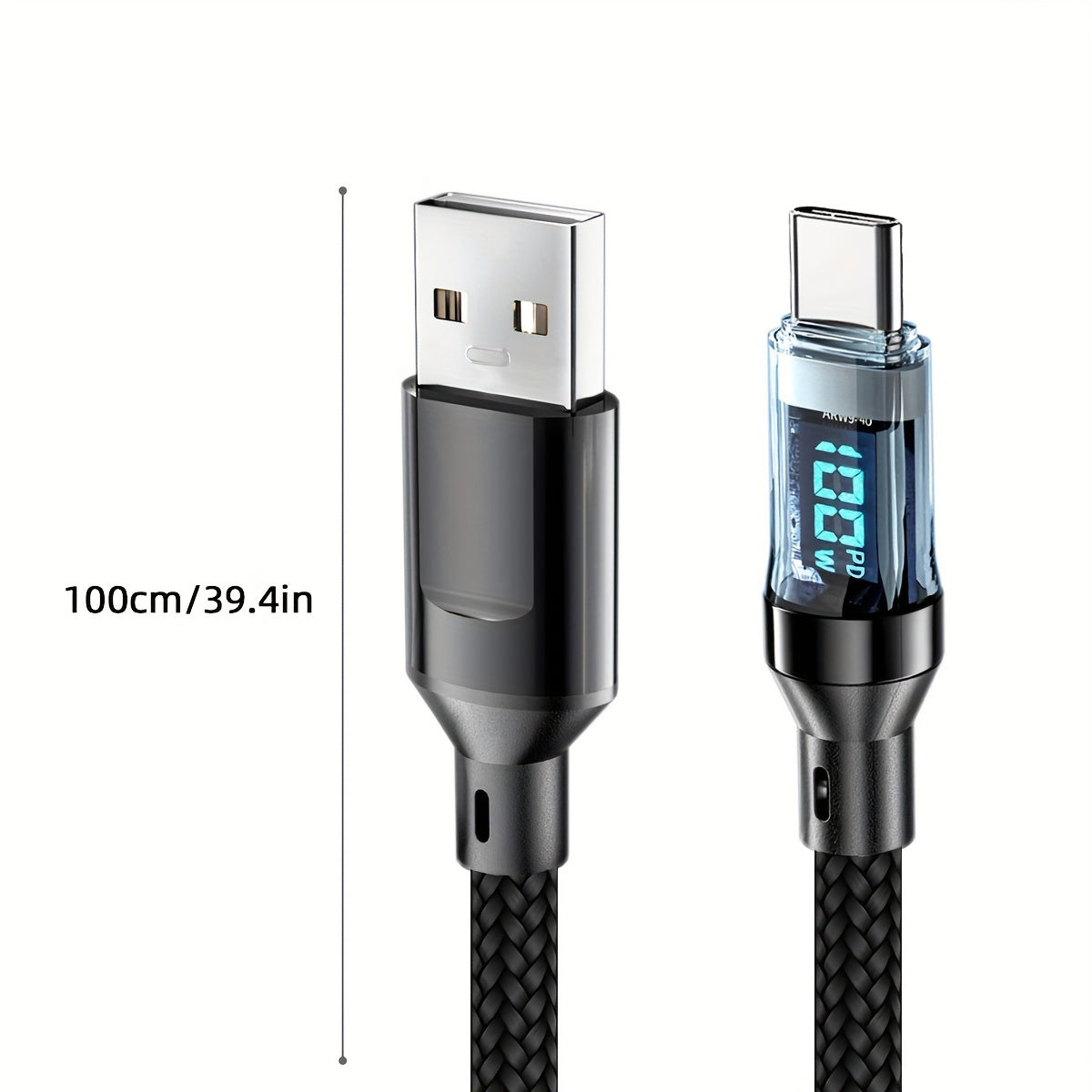 120W 6A Rapid Charging Cable - USB Type C Charge Cable with LED Display - Fast and Safe Charging Solution for Devices