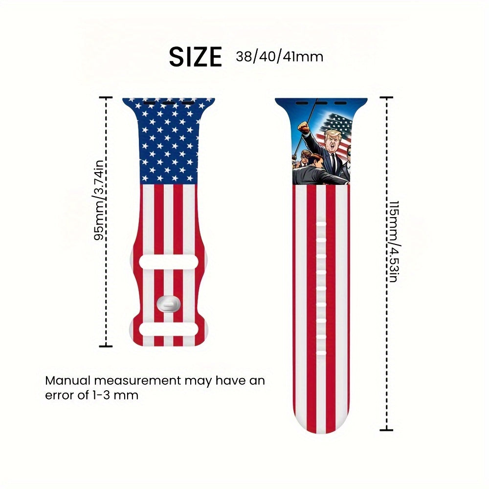 Trump Series Watch Strap, Suitable for Iwatch Series, American Flag Silicone Smart Watch Replacement Wristband, Suitable for Both Men And Women