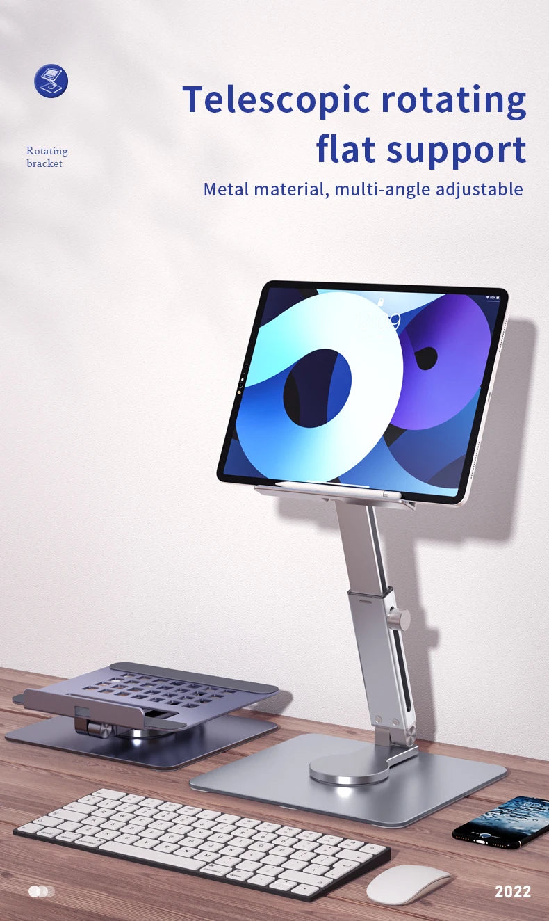 Aluminum Tablet Stand Desk Riser 360° Rotation Multi-Angle Height Adjustable Foldable Holder Dock For iPad Pro Air Xiaomi Table