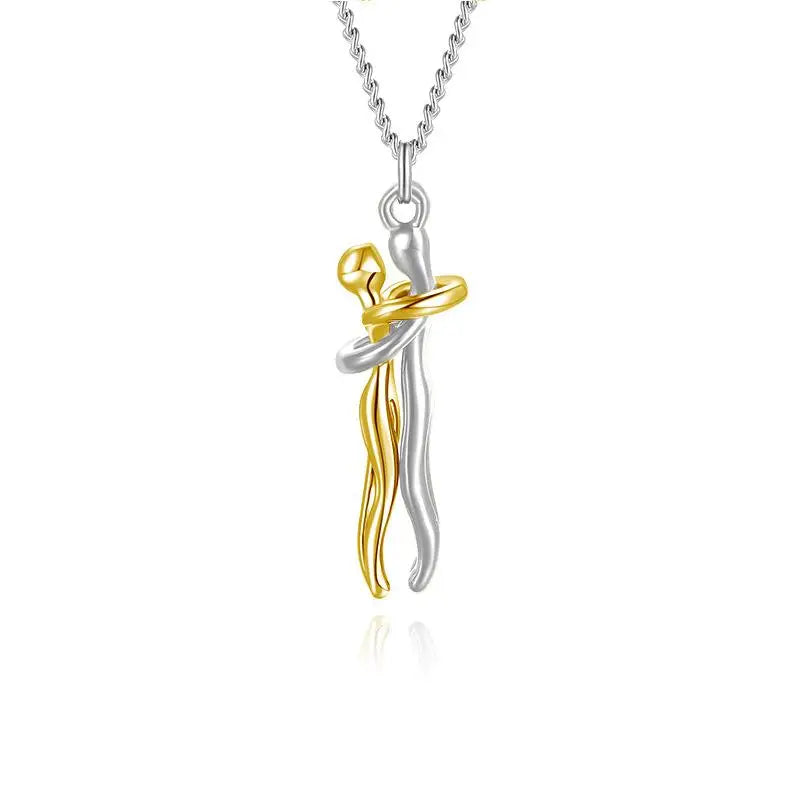 Fashion Hugging Necklace Jewelry Choker Hug Pendant Chain Men Necklaces For Lover Women Couple Men Lady Female Male Gift