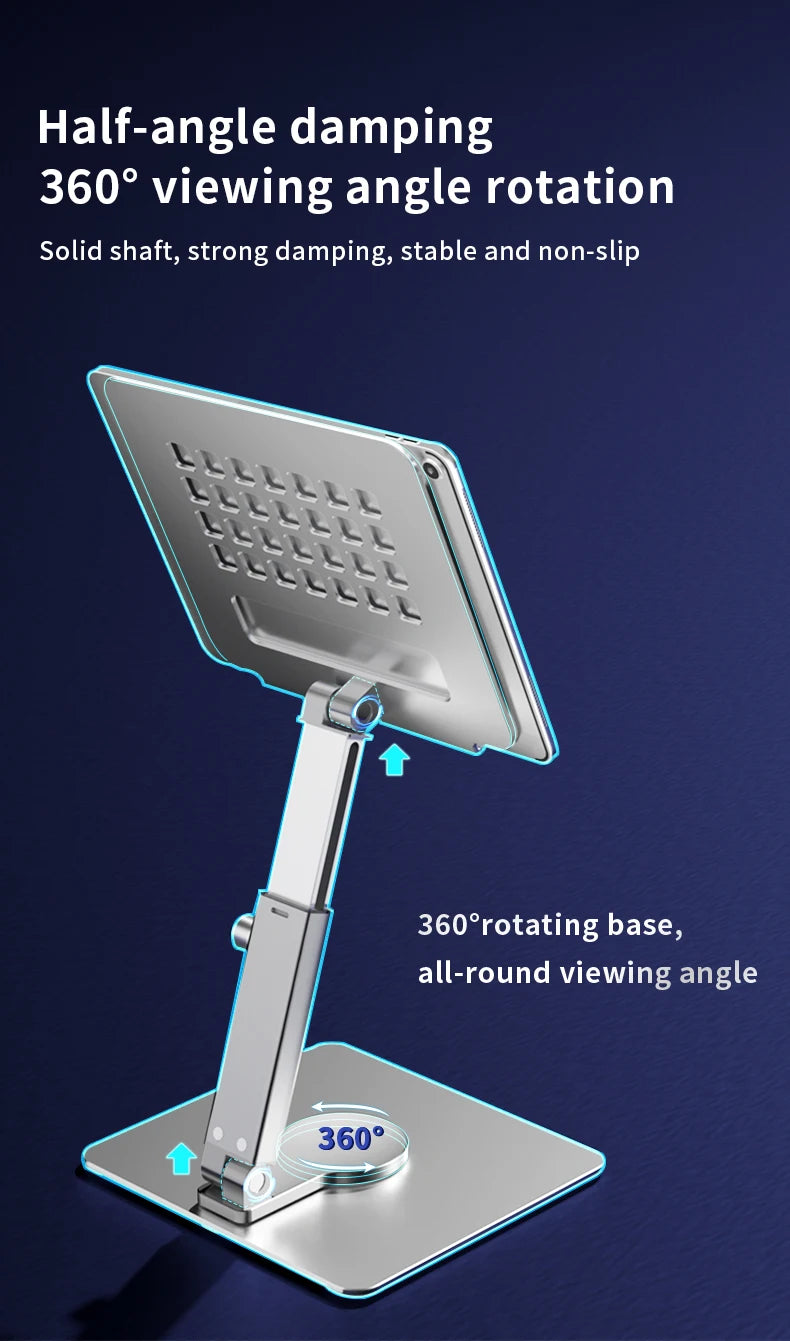 Aluminum Tablet Stand Desk Riser 360° Rotation Multi-Angle Height Adjustable Foldable Holder Dock For iPad Pro Air Xiaomi Table