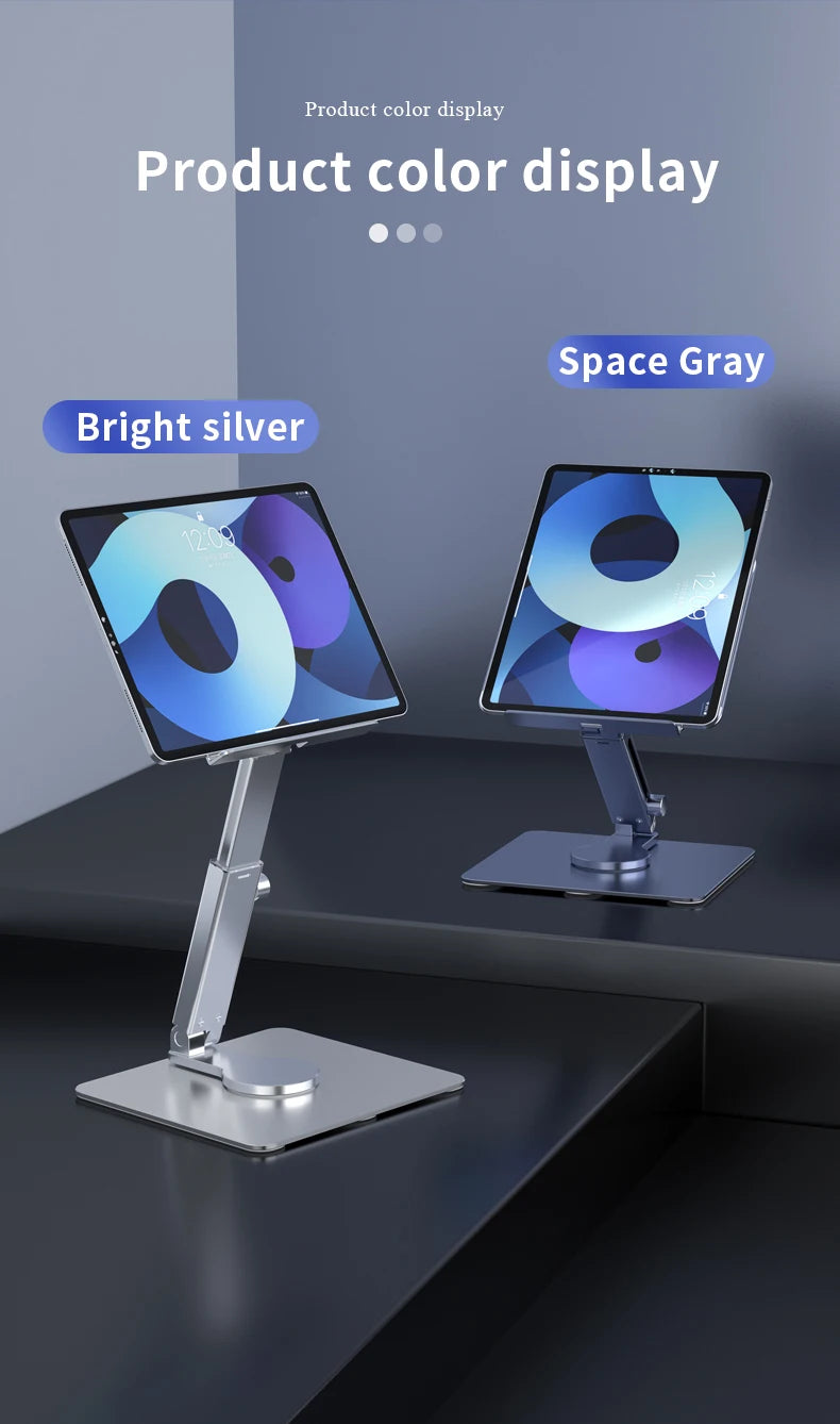 Aluminum Tablet Stand Desk Riser 360° Rotation Multi-Angle Height Adjustable Foldable Holder Dock For iPad Pro Air Xiaomi Table