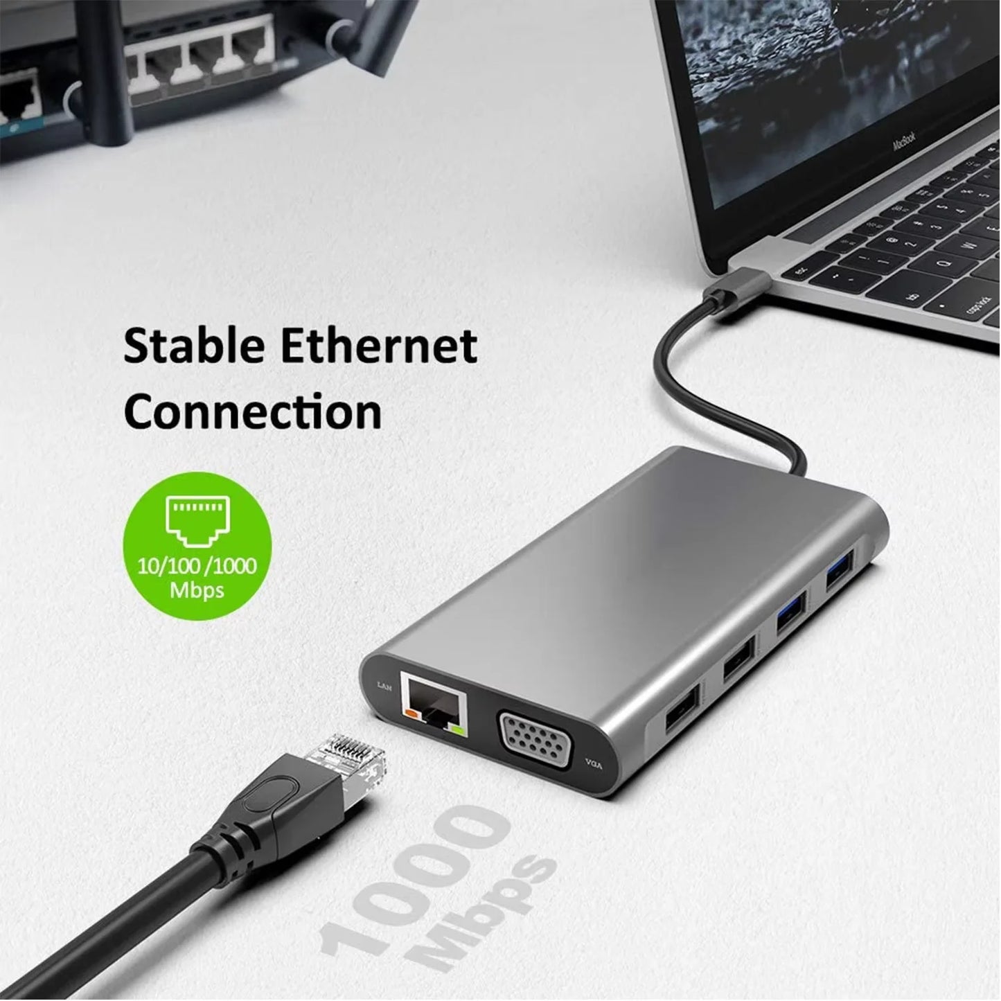 11-in-1 4K USB C 3.0 HUB Type C to HDMI-compatible USB 3.0 Adapter Type C HUB Dock PD 87W USB C Splitter for MacBook Pro Air