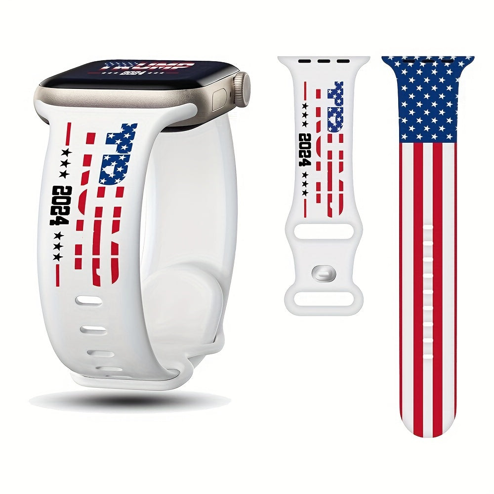 Trump Series Watch Strap, Suitable for Iwatch Series, American Flag Silicone Smart Watch Replacement Wristband, Suitable for Both Men And Women