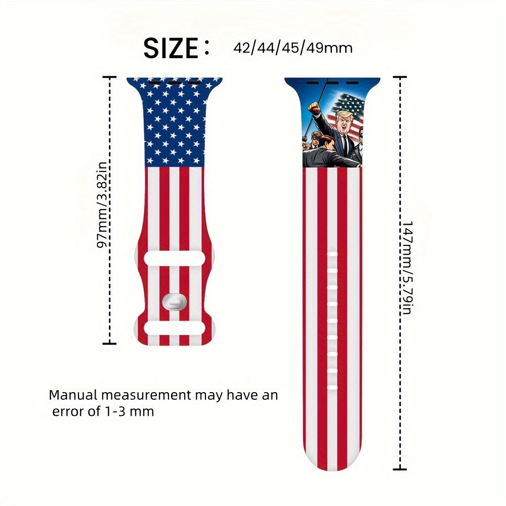 Trump Series Watch Strap, Suitable for Iwatch Series, American Flag Silicone Smart Watch Replacement Wristband, Suitable for Both Men And Women