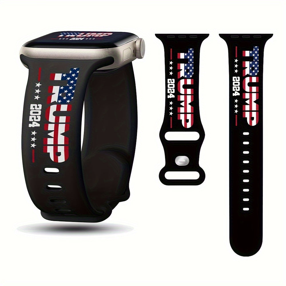 Trump Series Watch Strap, Suitable for Iwatch Series, American Flag Silicone Smart Watch Replacement Wristband, Suitable for Both Men And Women