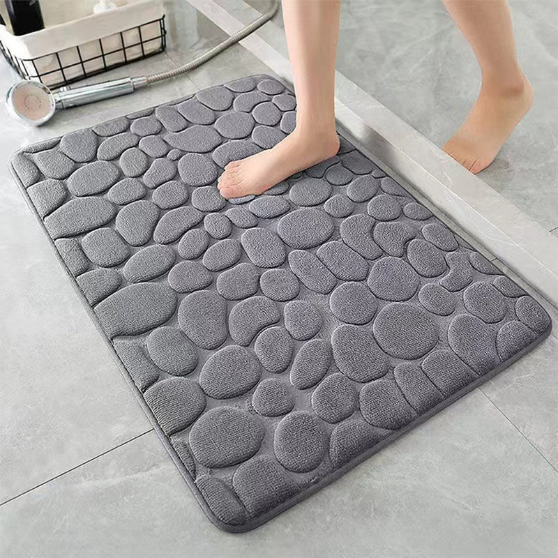 1pc Rapid Water Absorbent Soft Memory Foam Bath Rug with Cobblestone Embossment - Non-Slip, Washable, Perfect for Shower Room and Bathroom Accessories