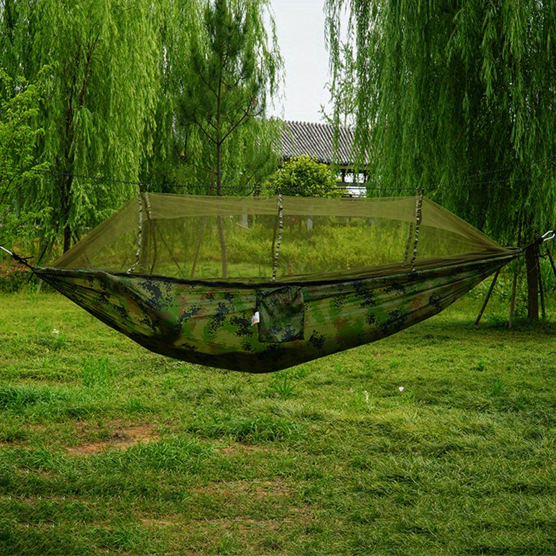 [Double Hammock with Mosquito Net] Anti-Rollover Double Hammock with Mosquito Net for Outdoor Camping and Home Use Christmas Gift