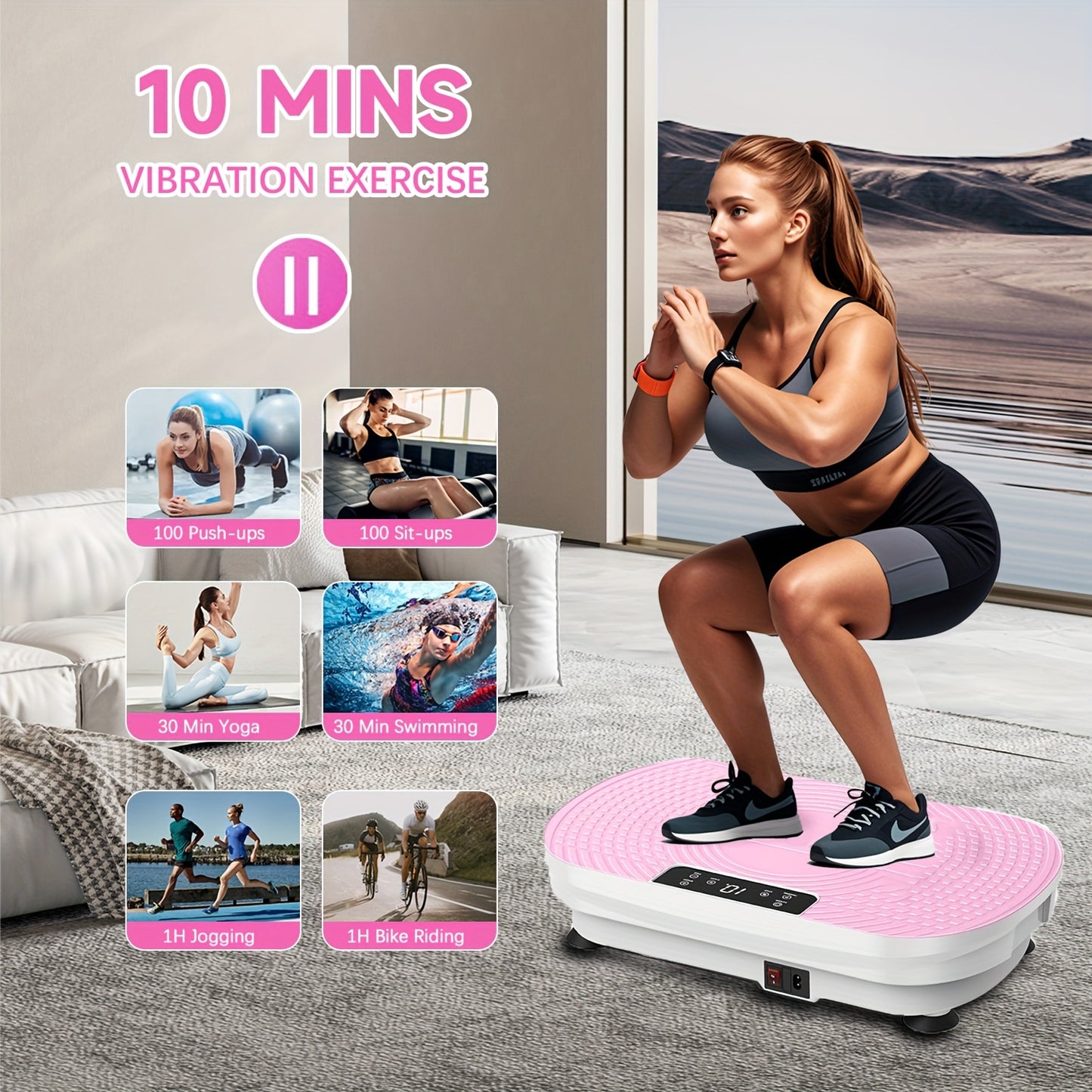 [Vibration Plate] Whole Body Vibration Plate Exercise Machine | 330 LBS Weight Capacity | Height Adjustable | Vibration Plate for Lymphatic Drainage, Toning & Wellness