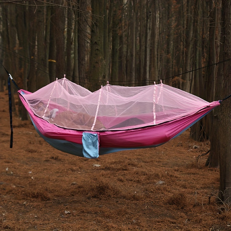 [Double Hammock with Mosquito Net] Anti-Rollover Double Hammock with Mosquito Net for Outdoor Camping and Home Use Christmas Gift