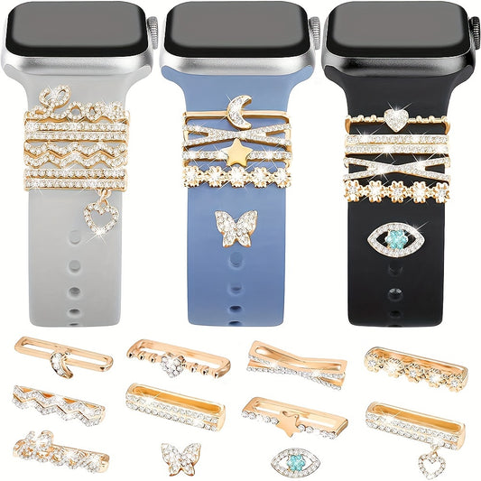 Women's Watch Strap Decoration Ring Strap Decoration Ring, Beaded Plum Blossom Series Multiple Specifications Available Suitable for Apple Watch Strap Decoration Ring