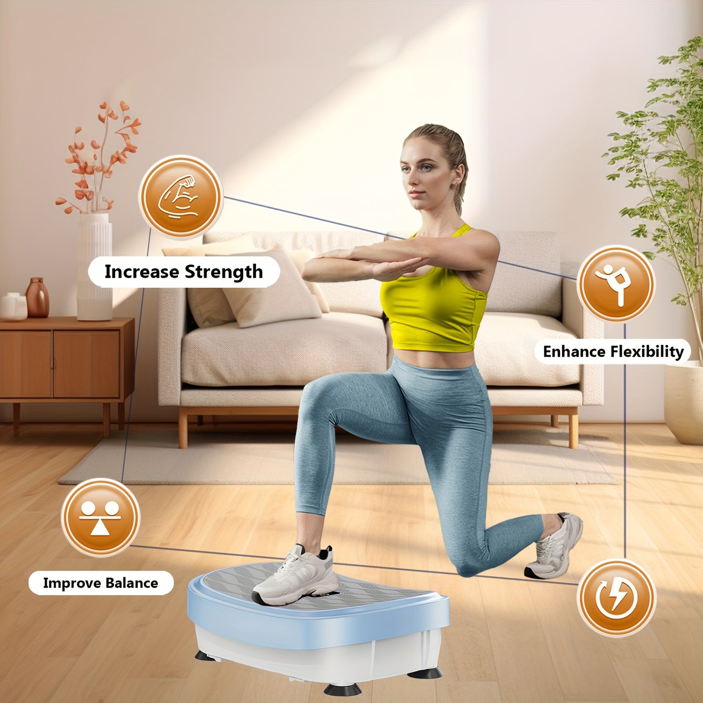 [Vibration Plate] Whole Body Vibration Plate Exercise Machine | 330 LBS Weight Capacity | Height Adjustable | Vibration Plate for Lymphatic Drainage, Toning & Wellness