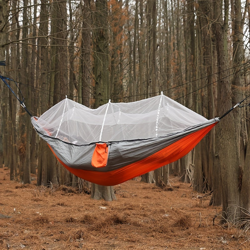 [Double Hammock with Mosquito Net] Anti-Rollover Double Hammock with Mosquito Net for Outdoor Camping and Home Use Christmas Gift