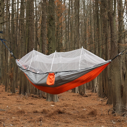 [Double Hammock with Mosquito Net] Anti-Rollover Double Hammock with Mosquito Net for Outdoor Camping and Home Use Christmas Gift