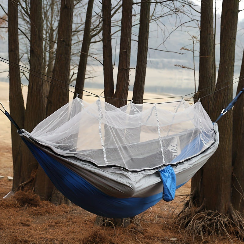 [Double Hammock with Mosquito Net] Anti-Rollover Double Hammock with Mosquito Net for Outdoor Camping and Home Use Christmas Gift