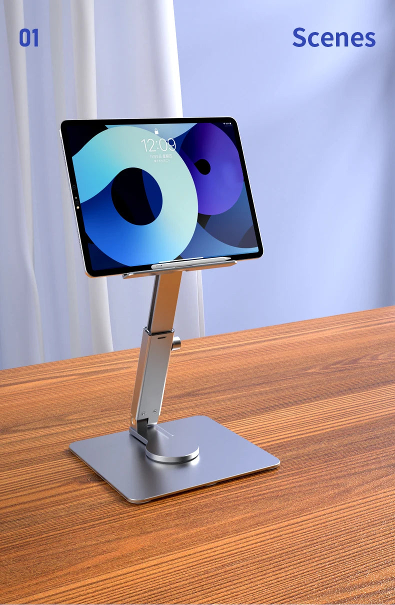 Aluminum Tablet Stand Desk Riser 360° Rotation Multi-Angle Height Adjustable Foldable Holder Dock For iPad Pro Air Xiaomi Table