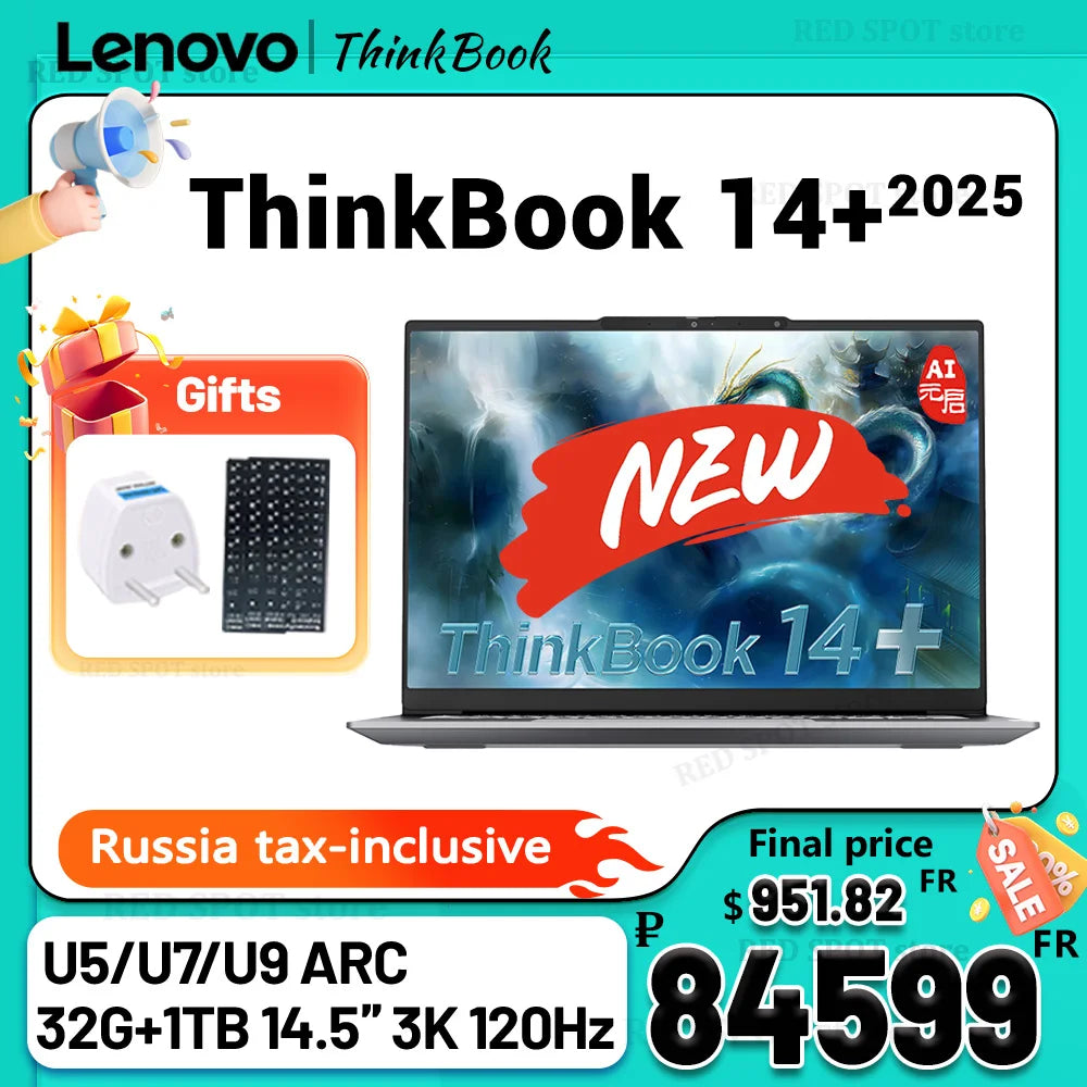 [New ] Lenovo laptop ThinkBook 14+ 2025 U5 225H/U7 255H/U9 285H 32G 1TB M.2 2242 PCIe Gen4 SSD 14.5'' 3K 120Hz