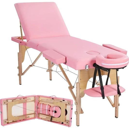 Massage Tables Portable Height Adjustable Salon 3 Folding Face Cradle Tattoo Bed