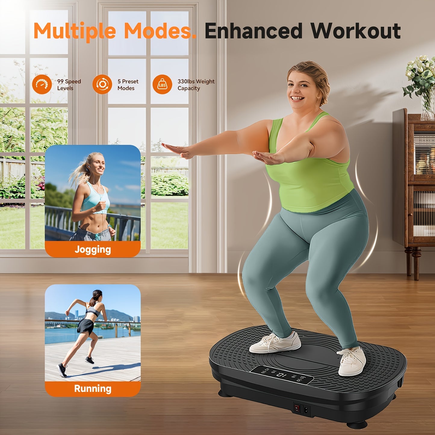 [Vibration Plate] Whole Body Vibration Plate Exercise Machine | 330 LBS Weight Capacity | Height Adjustable | Vibration Plate for Lymphatic Drainage, Toning & Wellness