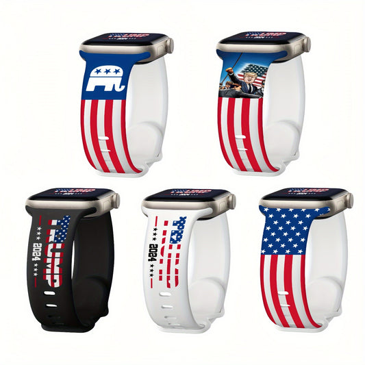 Trump Series Watch Strap, Suitable for Iwatch Series, American Flag Silicone Smart Watch Replacement Wristband, Suitable for Both Men And Women