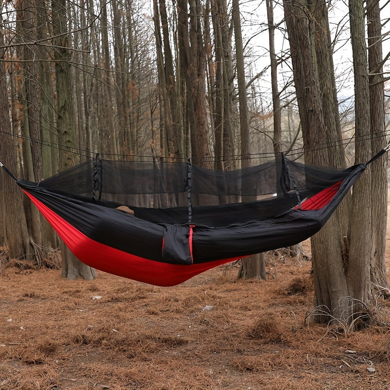 [Double Hammock with Mosquito Net] Anti-Rollover Double Hammock with Mosquito Net for Outdoor Camping and Home Use Christmas Gift