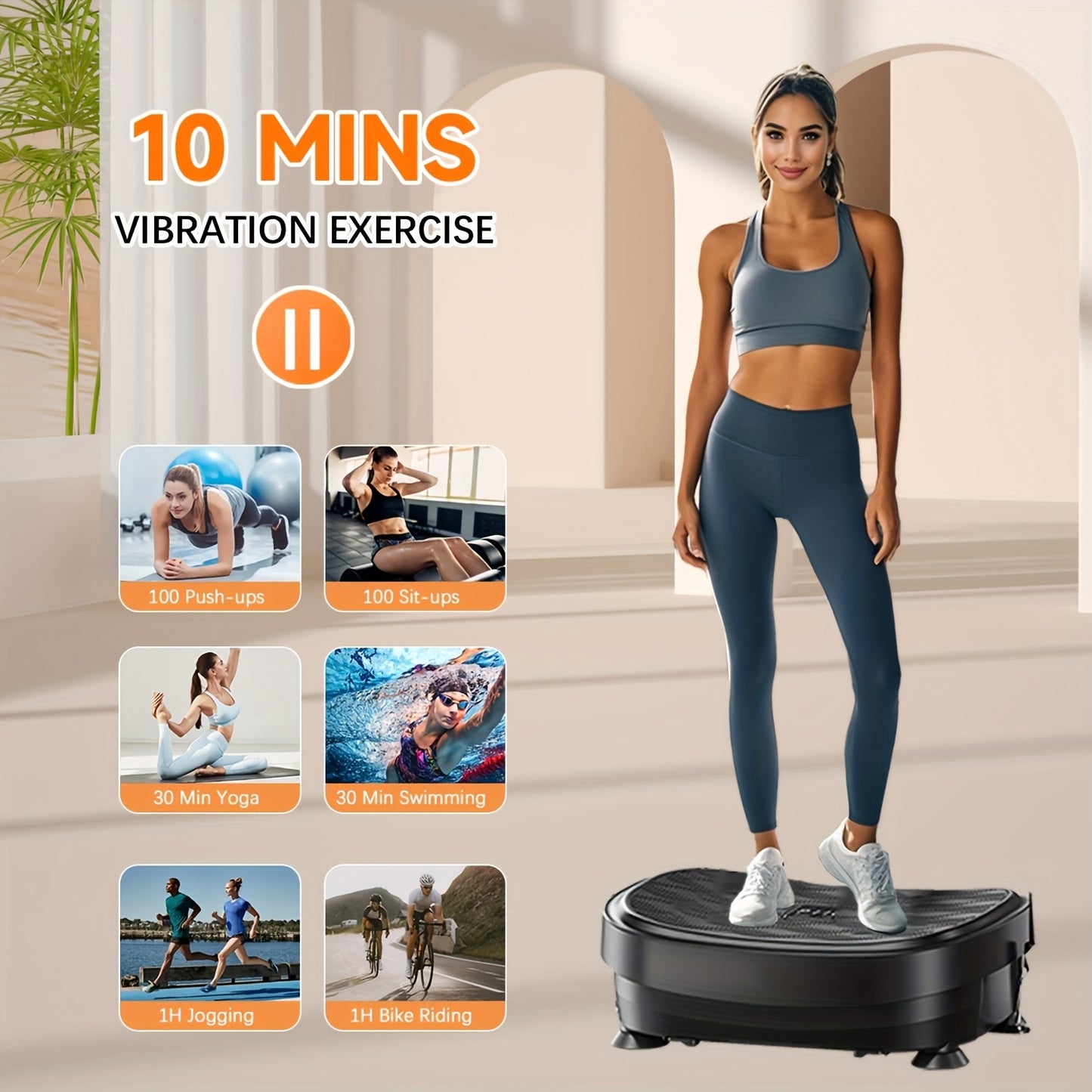 [Vibration Plate] Whole Body Vibration Plate Exercise Machine | 330 LBS Weight Capacity | Height Adjustable | Vibration Plate for Lymphatic Drainage, Toning & Wellness