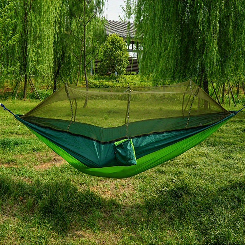 [Double Hammock with Mosquito Net] Anti-Rollover Double Hammock with Mosquito Net for Outdoor Camping and Home Use Christmas Gift